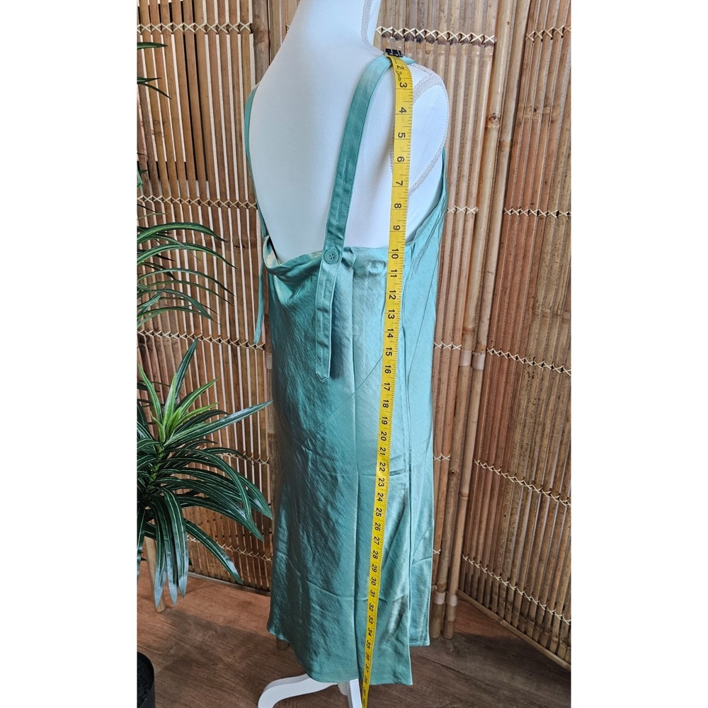Wildfang The Empower Adjustable satin slip dress in sage size SMALL NWT - Picture 11 of 16